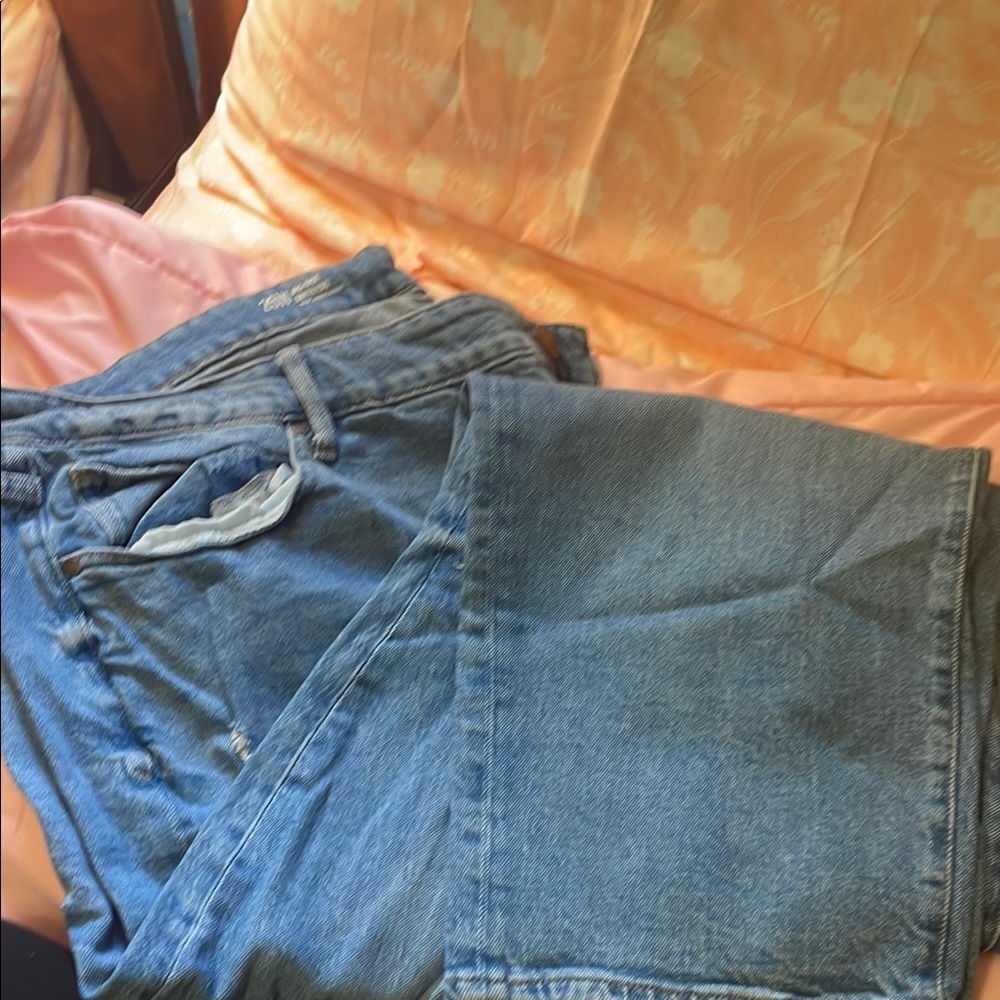 a.n.a Blue Denim Overalls with Natural Fade